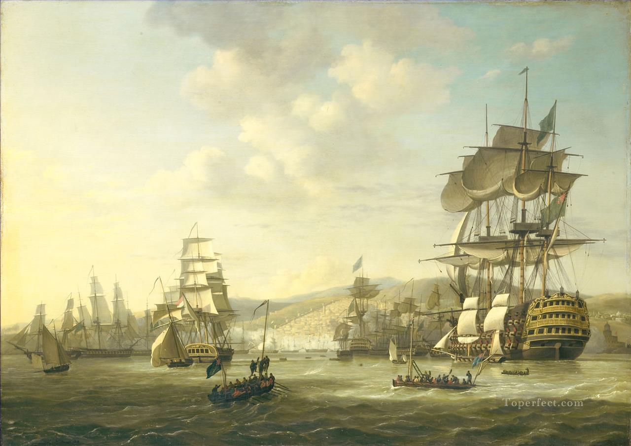 Flota anglo holandesa en la bahía de Argel 1816 buques de guerra Pintura al óleo
